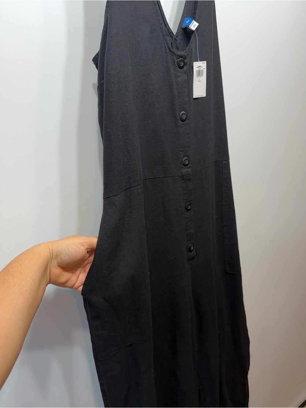 Old Navy Black Button-Front Wide-Leg Jumpsuit - Picture 7 of 14